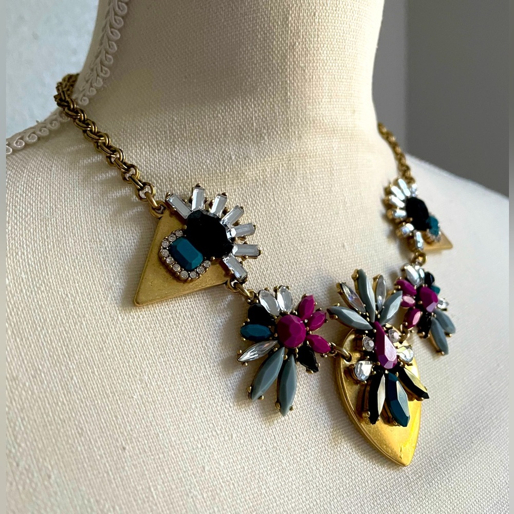 J.Crew Multi Colored Rhinestone Statement Necklace - image 3